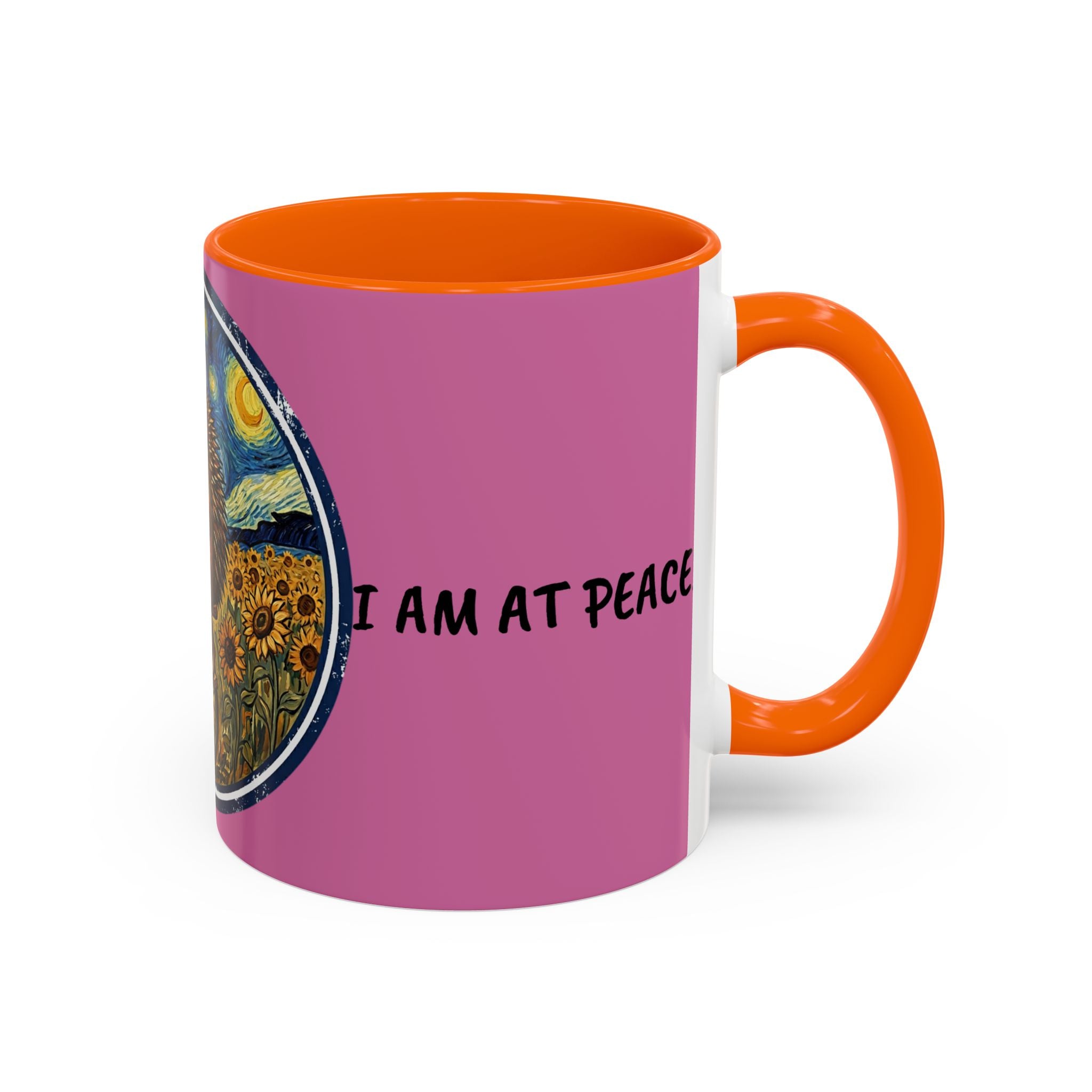 Hedgehog Sunflower Coffee Mug — "I Am At Peace" Accent Ceramic Mug