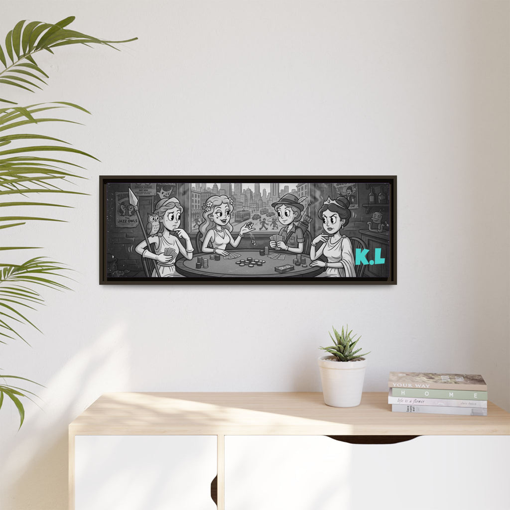 Framed Matte Canvas - Vintage Goddess Poker Night Print