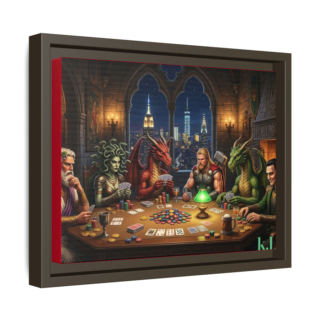 Framed Matte Canvas - Mythological Creature Poker Night Wall Art