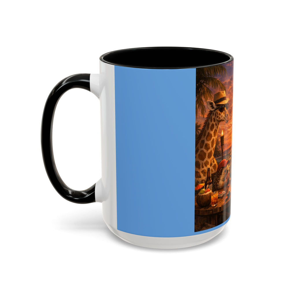 Sunset Poker Nights Animal Coffee Mug — Giraffe & Hedgehog Friends (11/15 oz)