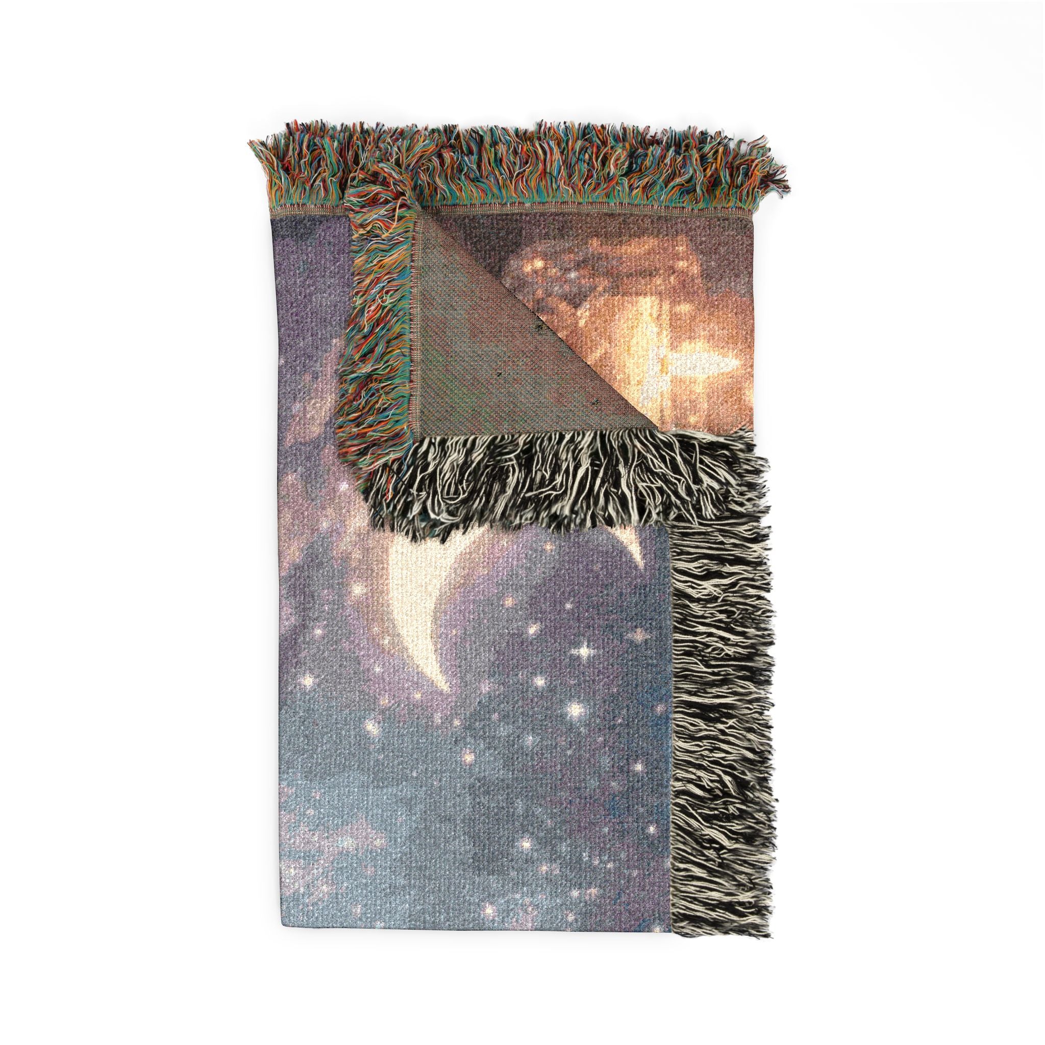 Moon & Roses Woven Blanket — Floral Lunar Throw