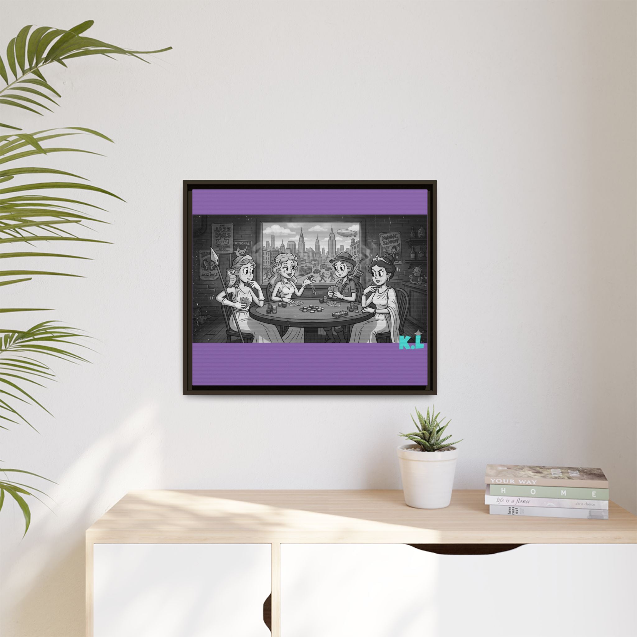 Framed Matte Canvas - Vintage Goddess Poker Night Print