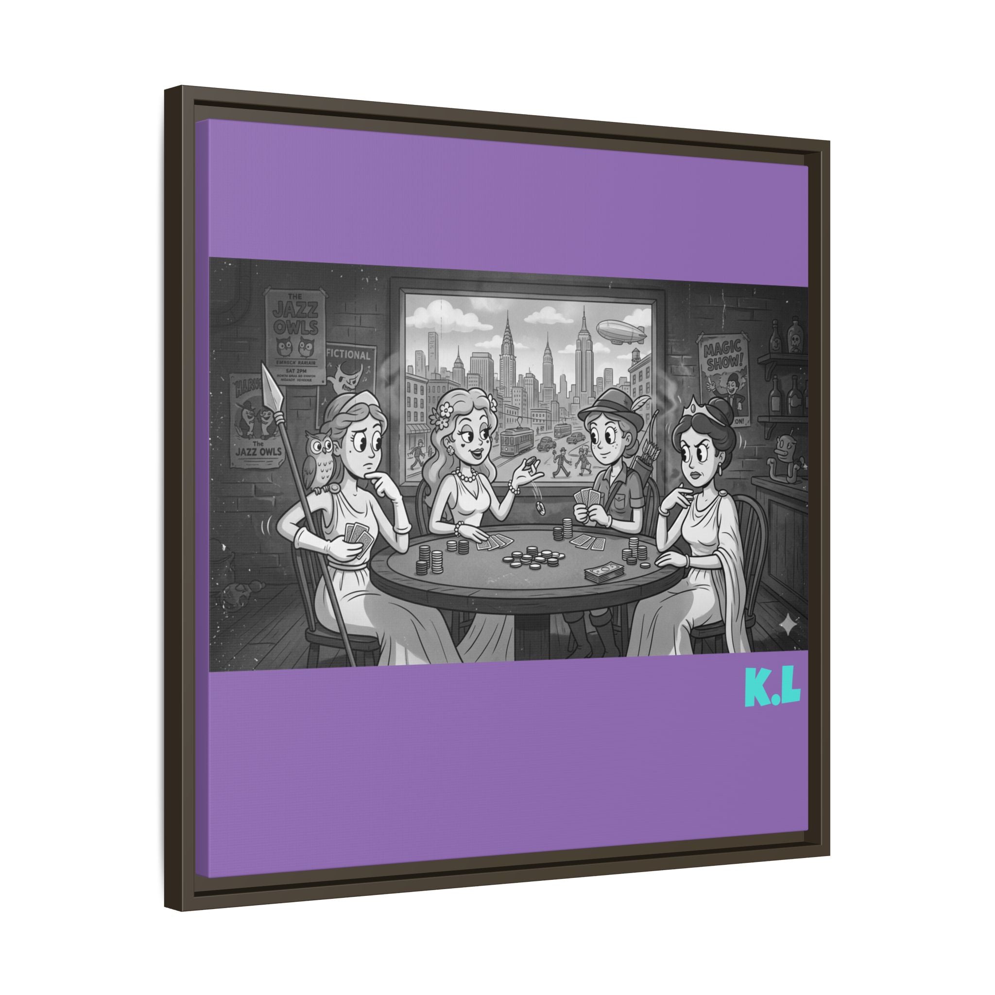 Framed Matte Canvas - Vintage Goddess Poker Night Print