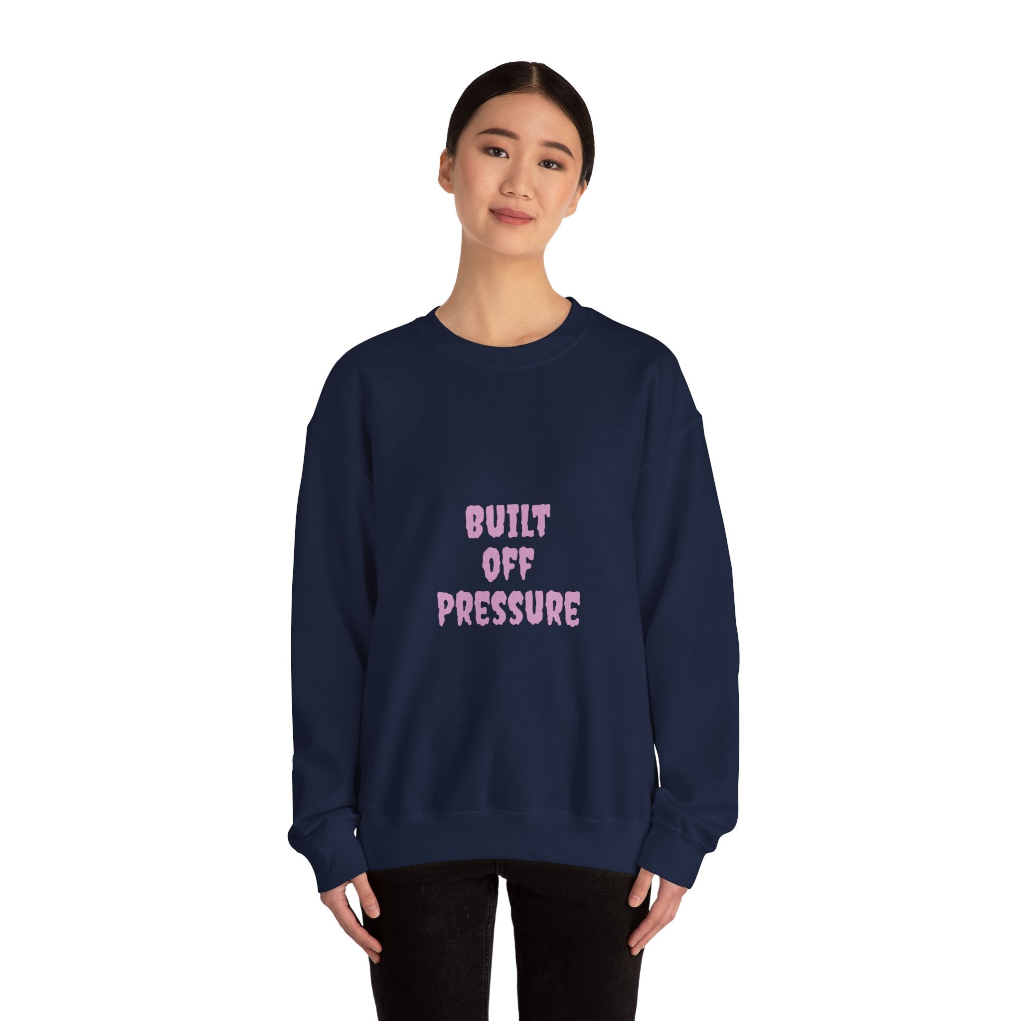 Crewneck Sweatshirt — "Built Off Pressure" Diamond UFO Floral Back Print