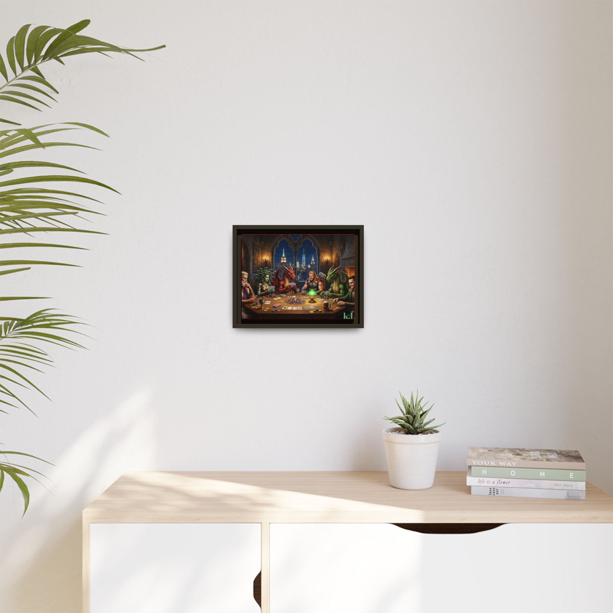 Framed Matte Canvas - Mythological Creature Poker Night Wall Art