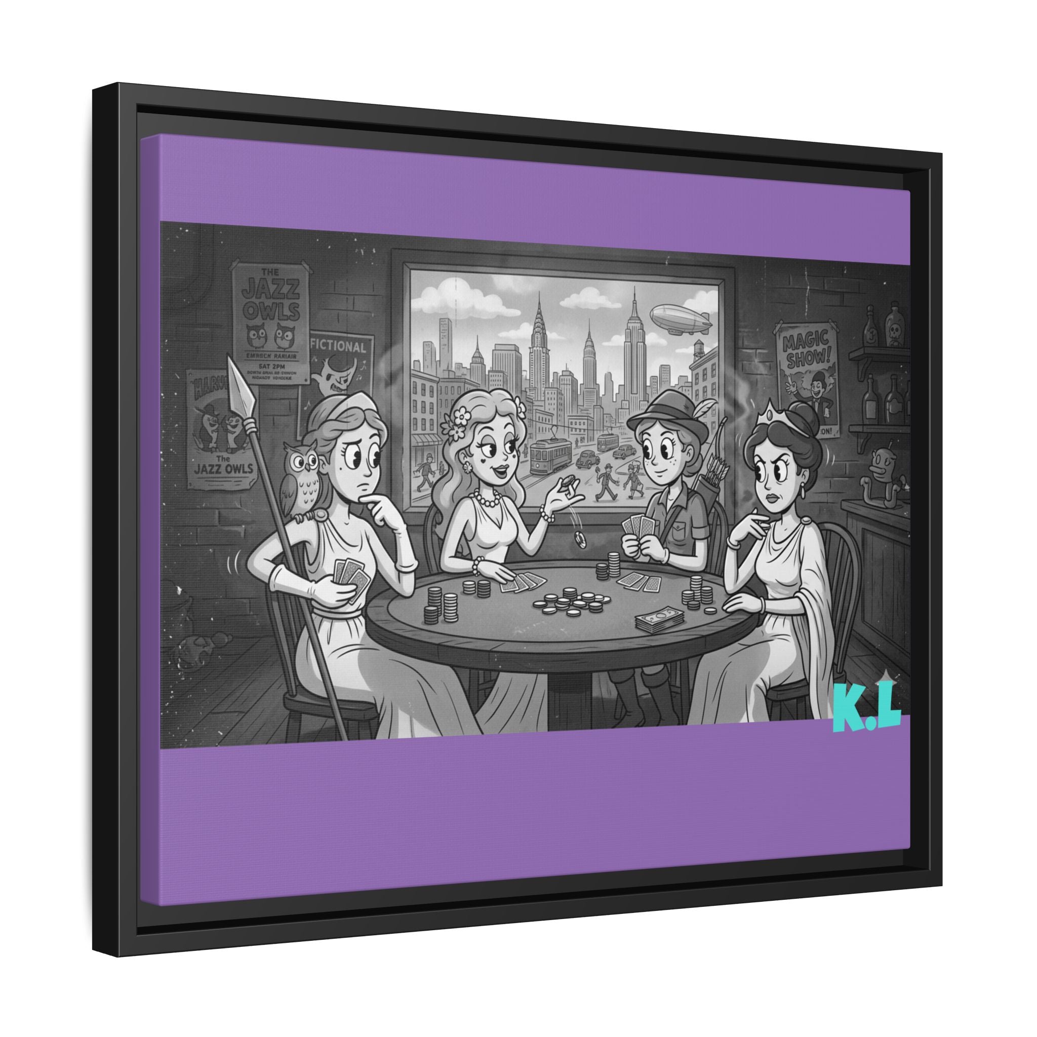 Framed Matte Canvas - Vintage Goddess Poker Night Print