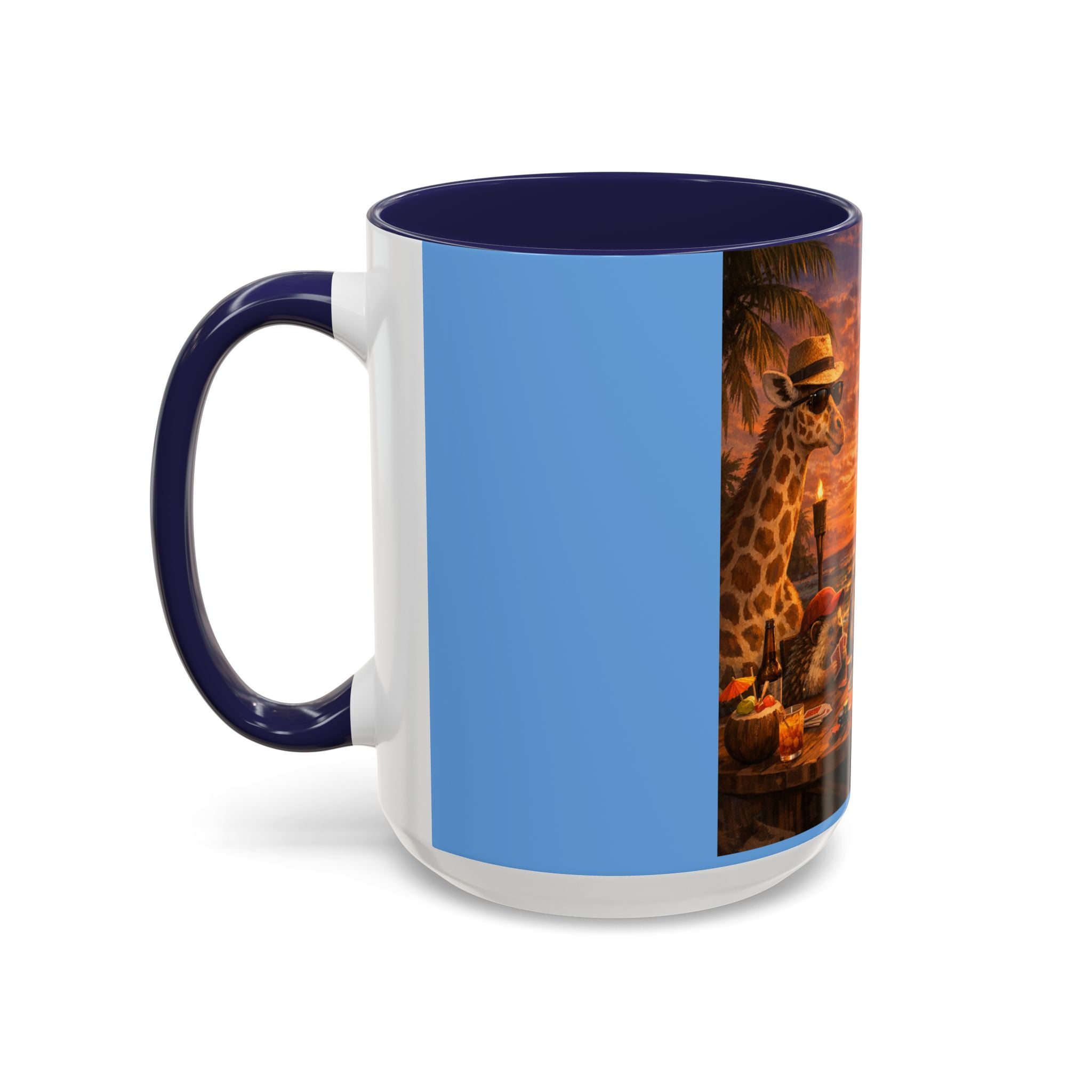 Sunset Poker Nights Animal Coffee Mug — Giraffe & Hedgehog Friends (11/15 oz)