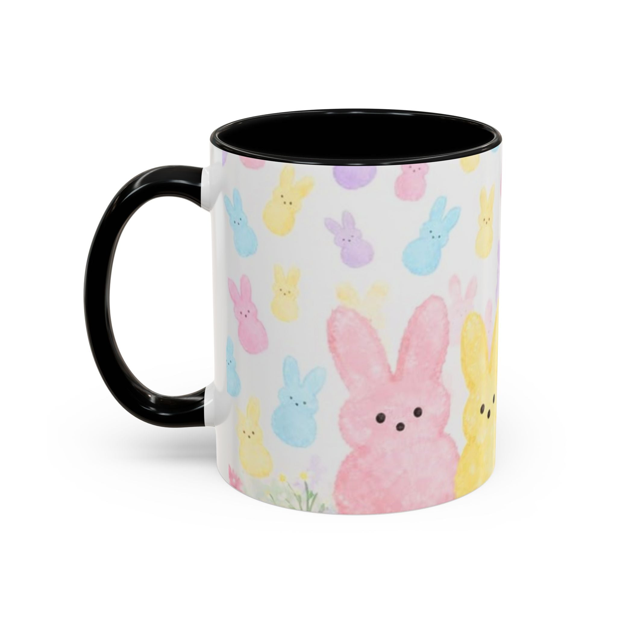 Pastel Peeps Easter Coffee Mug — Cute Bunny Pattern Accent Mug (11/15oz)