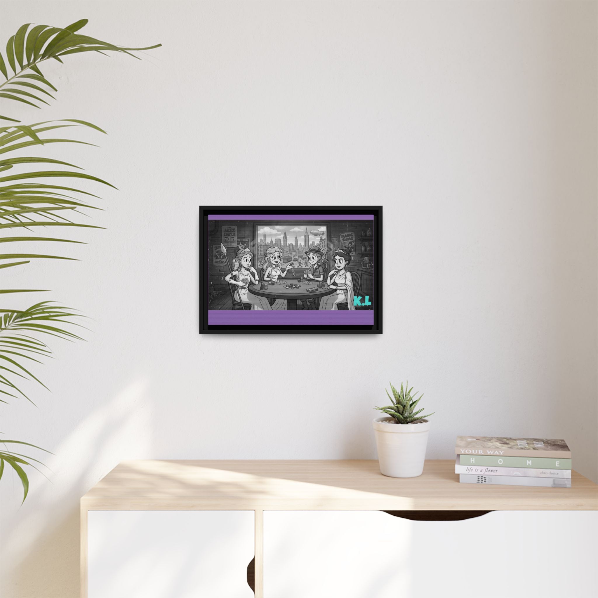 Framed Matte Canvas - Vintage Goddess Poker Night Print