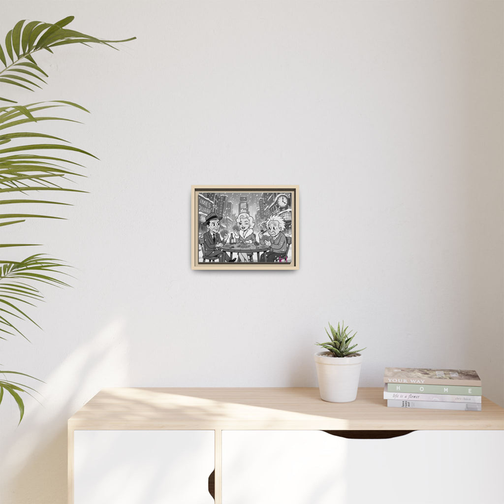 Vintage Celebrity Trio Matte Canvas Print — Framed Retro New York Wall Art