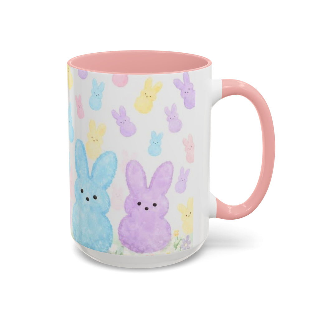 Pastel Peeps Easter Coffee Mug — Cute Bunny Pattern Accent Mug (11/15oz)