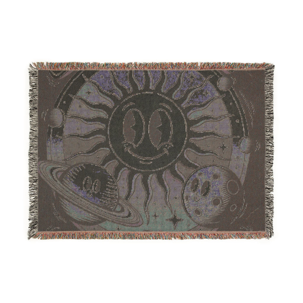 Sun & Planet Woven Blanket — Celestial Cozy Throw