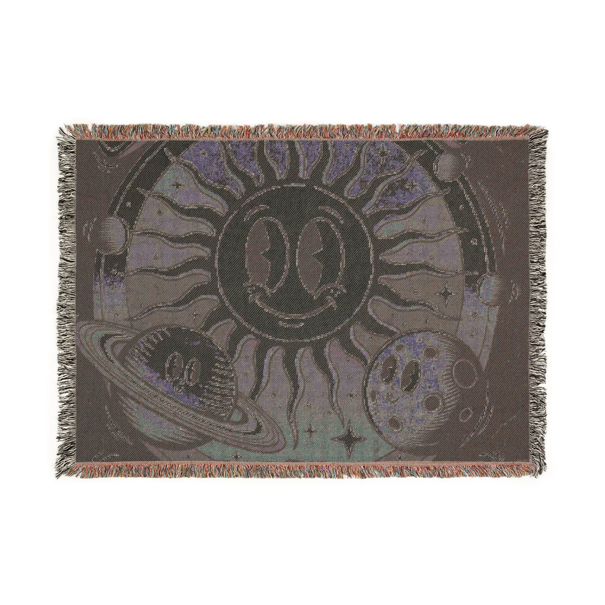 Sun & Planet Woven Blanket — Celestial Cozy Throw