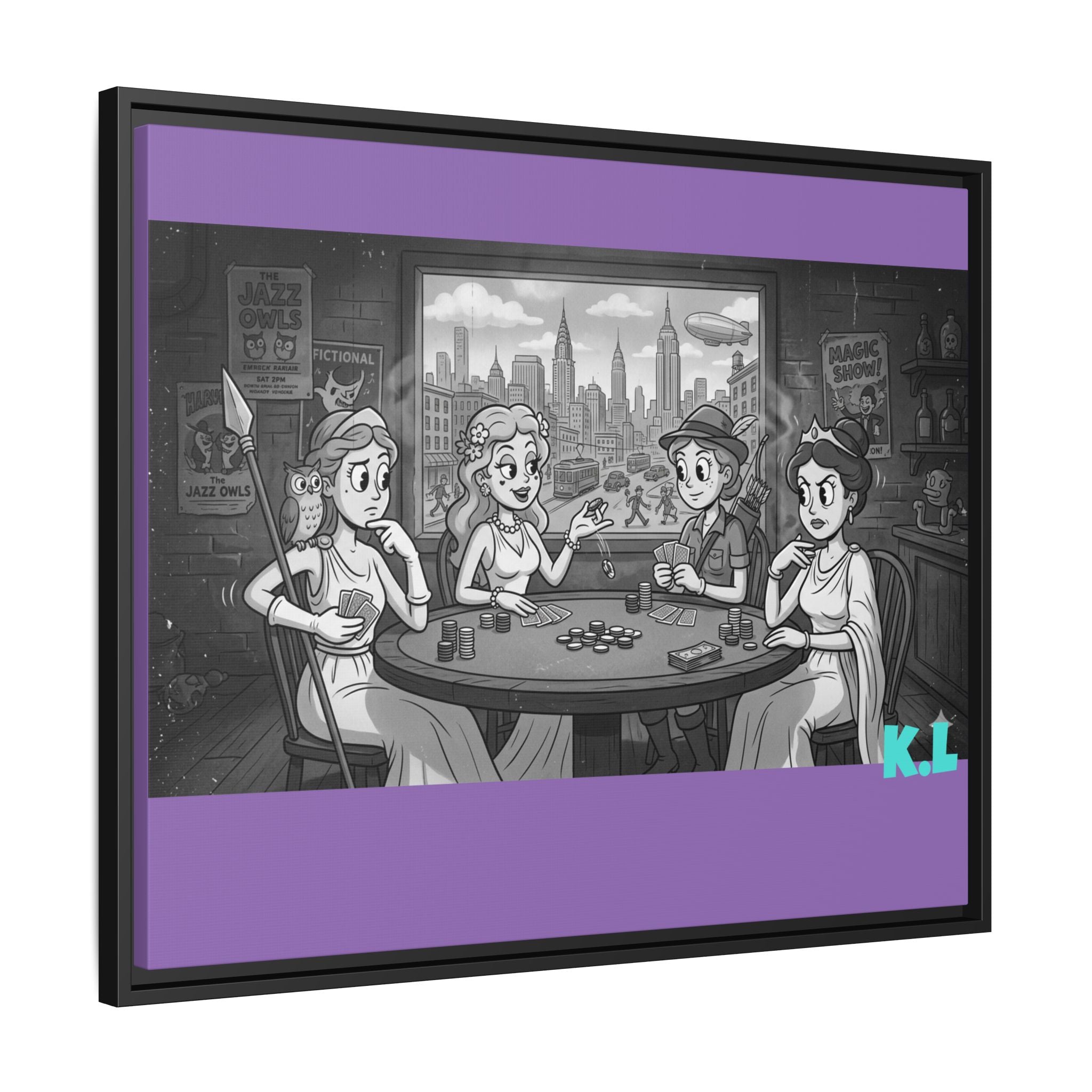 Framed Matte Canvas - Vintage Goddess Poker Night Print