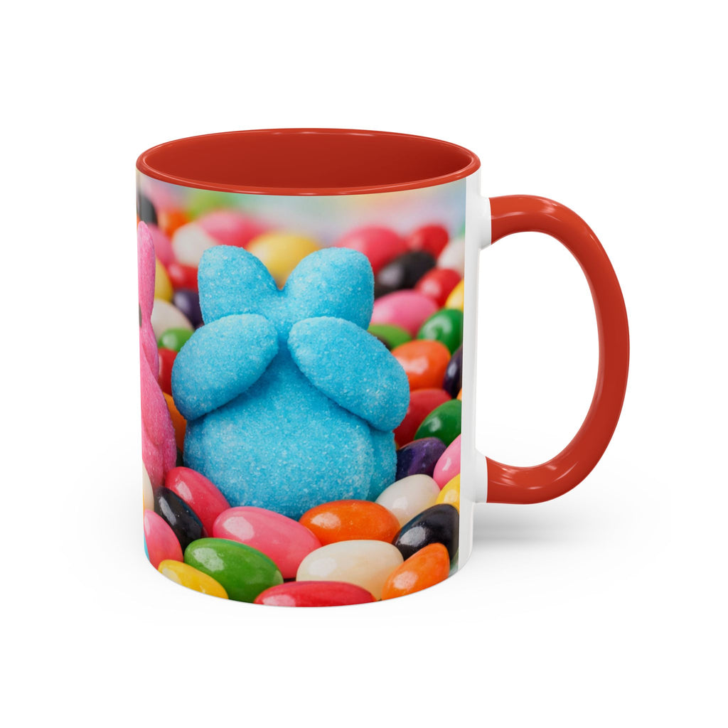 Easter Candy Peeps Coffee Mug — Colorful Jellybean & Marshmallow Bunny Accent Mug (11/15oz)