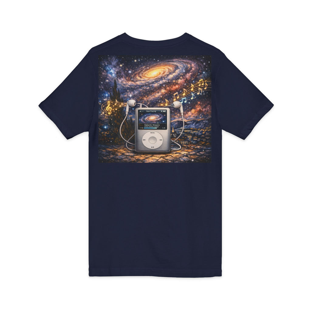 Galaxy iPod Music Tee — Retro Space Music V-Neck T‑Shirt