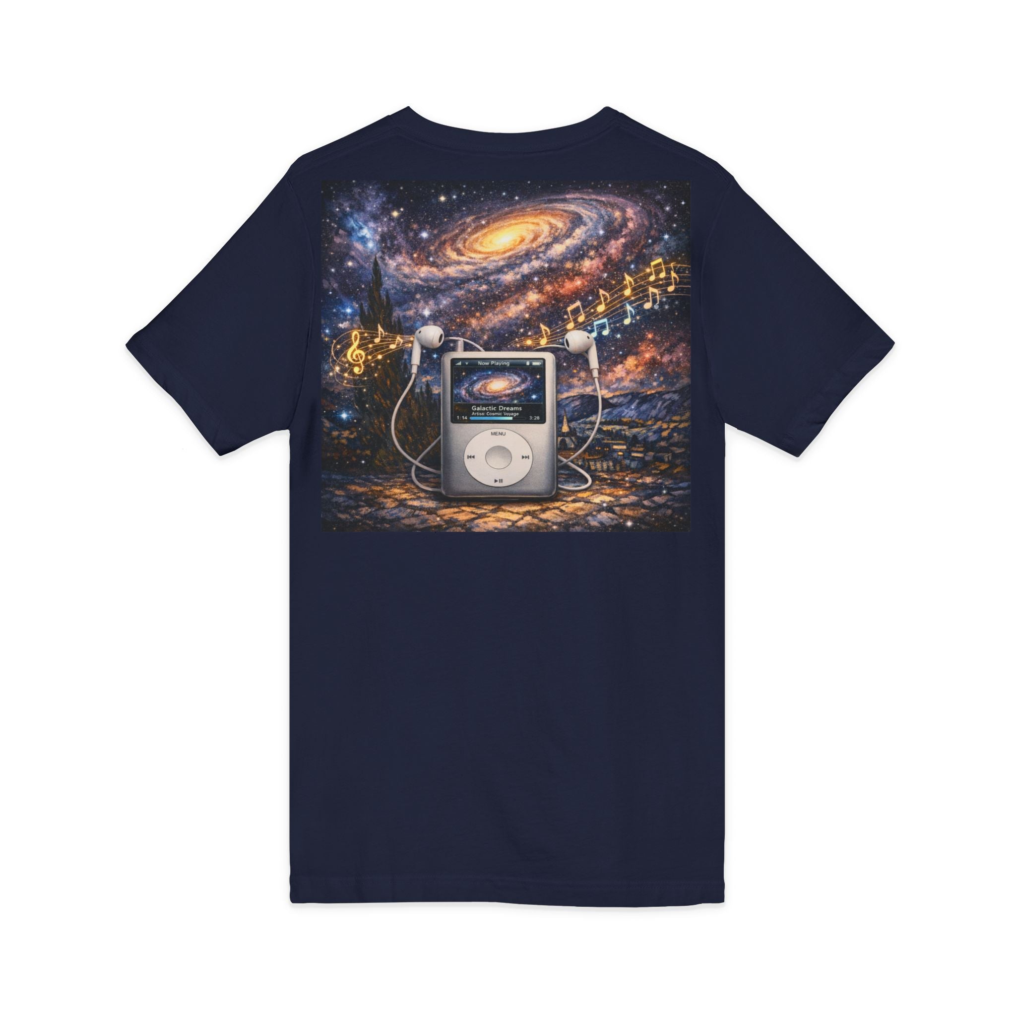 Galaxy iPod Music Tee — Retro Space Music V-Neck T‑Shirt