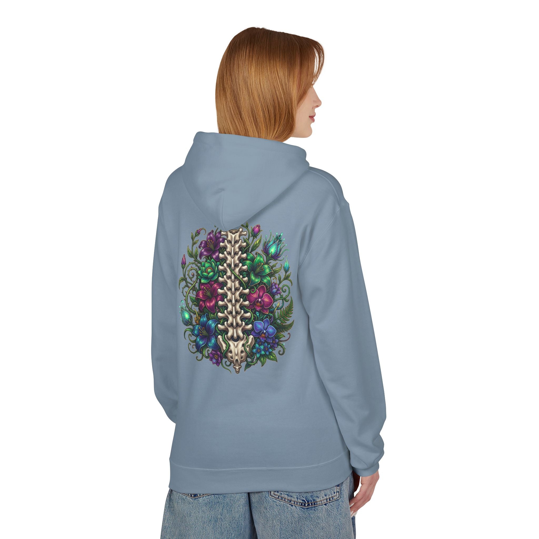 Spine & Blossoms Hoodie — "Soft Heart, Strong Spine!" Graphic Pullover