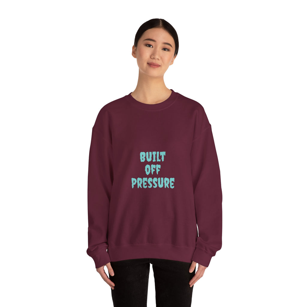 Crewneck Sweatshirt — "Built Off Pressure" Diamond UFO Floral Back Print