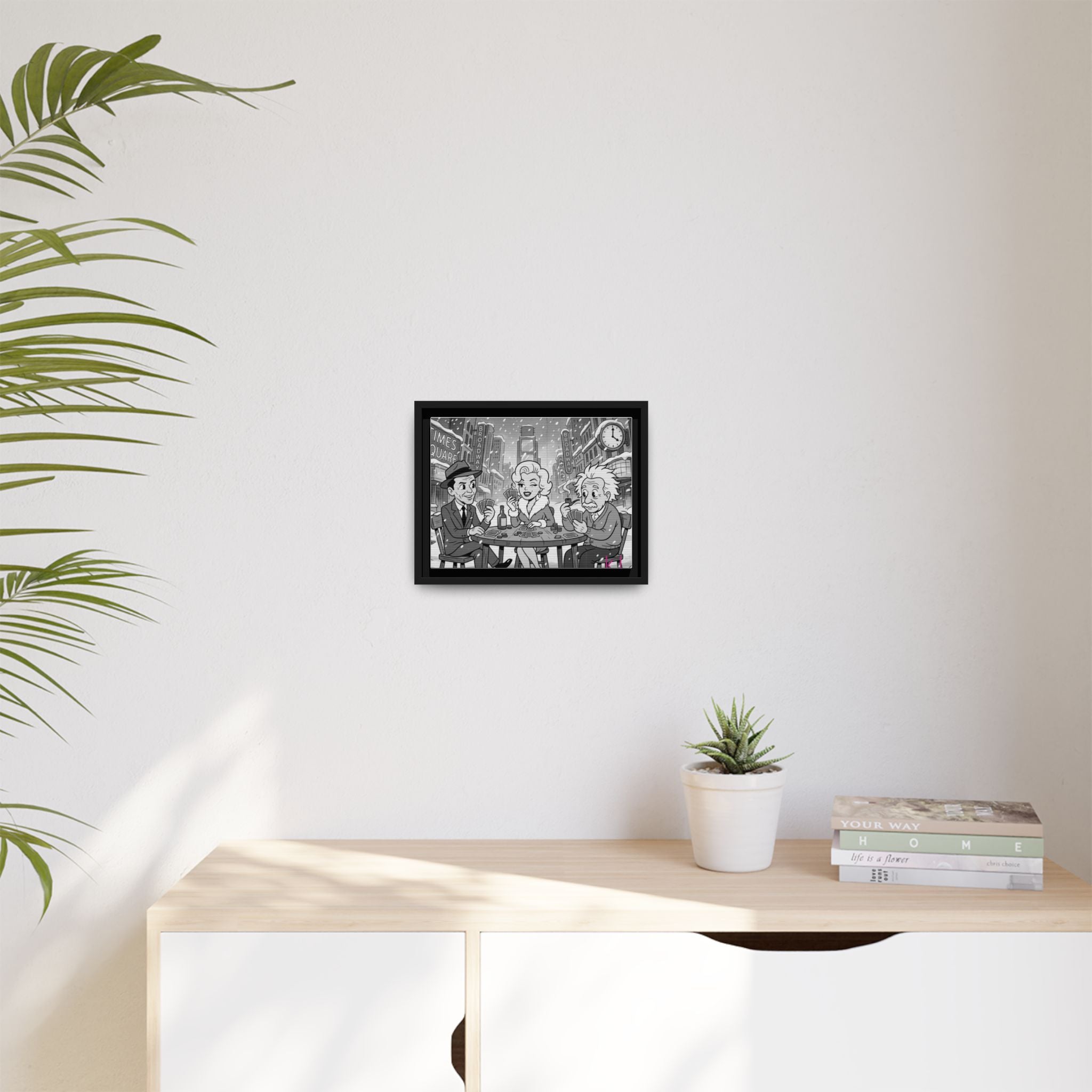 Vintage Celebrity Trio Matte Canvas Print — Framed Retro New York Wall Art