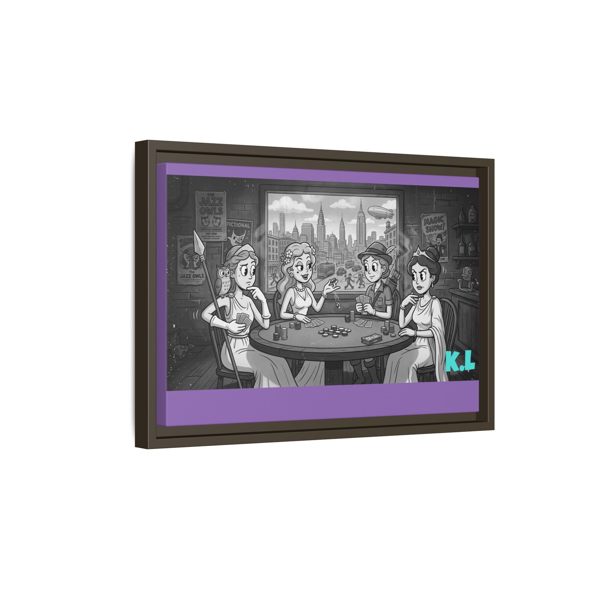 Framed Matte Canvas - Vintage Goddess Poker Night Print