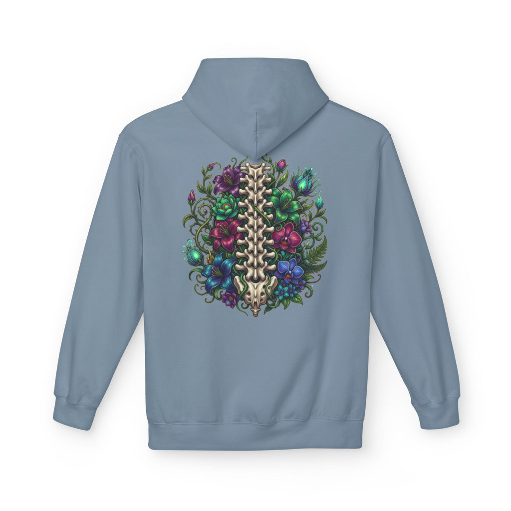 Spine & Blossoms Hoodie — "Soft Heart, Strong Spine!" Graphic Pullover