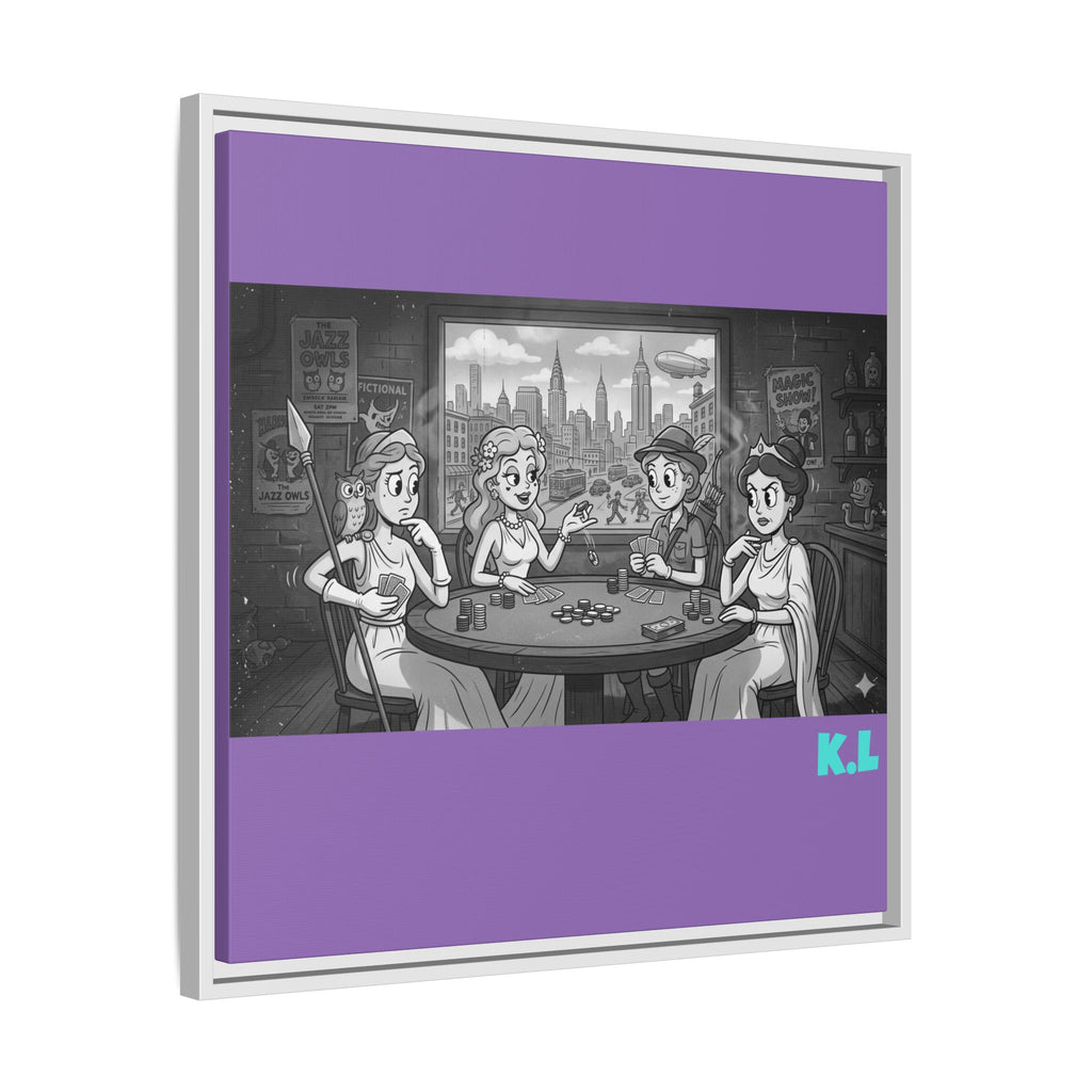 Framed Matte Canvas - Vintage Goddess Poker Night Print