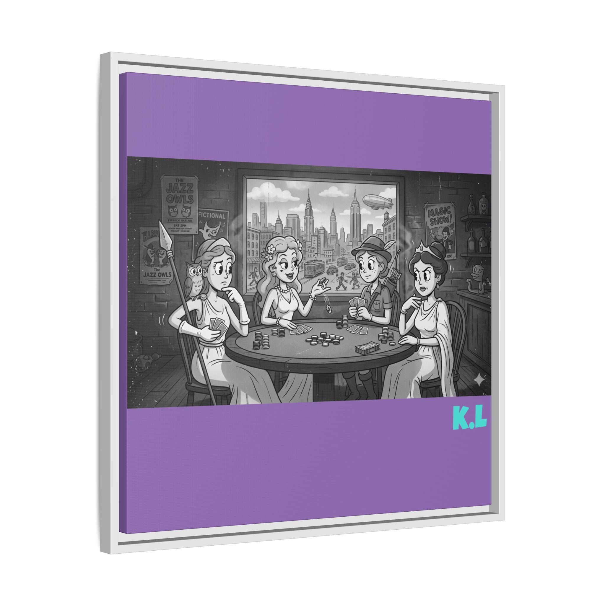 Framed Matte Canvas - Vintage Goddess Poker Night Print