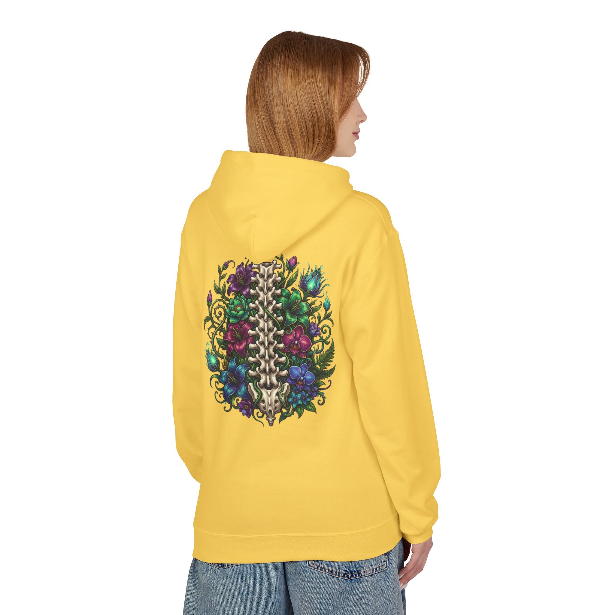 Spine & Blossoms Hoodie — "Soft Heart, Strong Spine!" Graphic Pullover