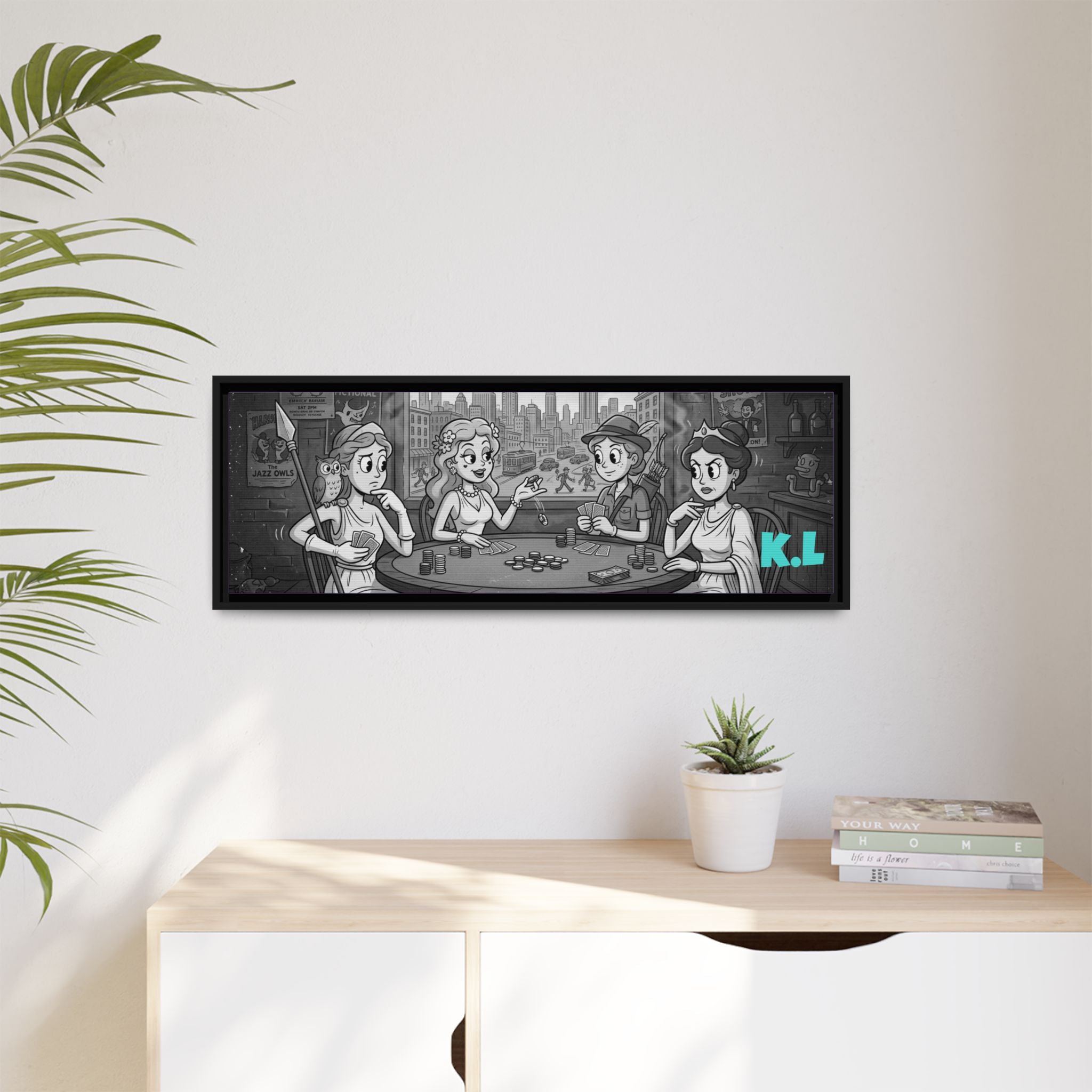 Framed Matte Canvas - Vintage Goddess Poker Night Print