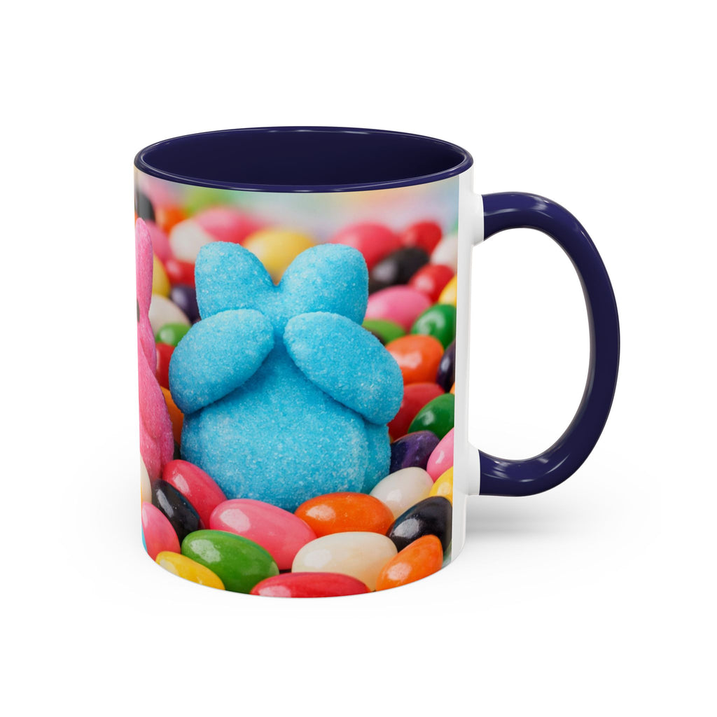 Easter Candy Peeps Coffee Mug — Colorful Jellybean & Marshmallow Bunny Accent Mug (11/15oz)