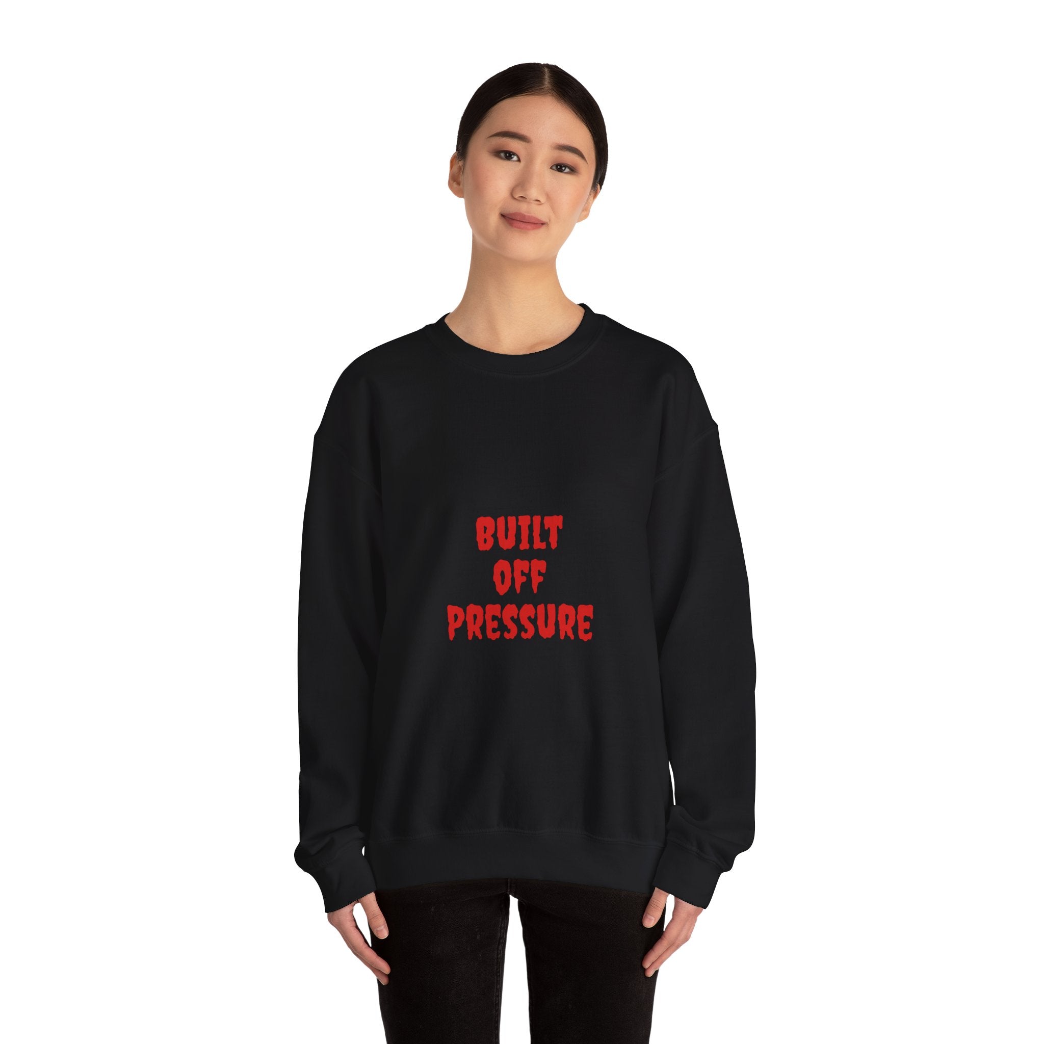 Crewneck Sweatshirt — "Built Off Pressure" Diamond UFO Floral Back Print