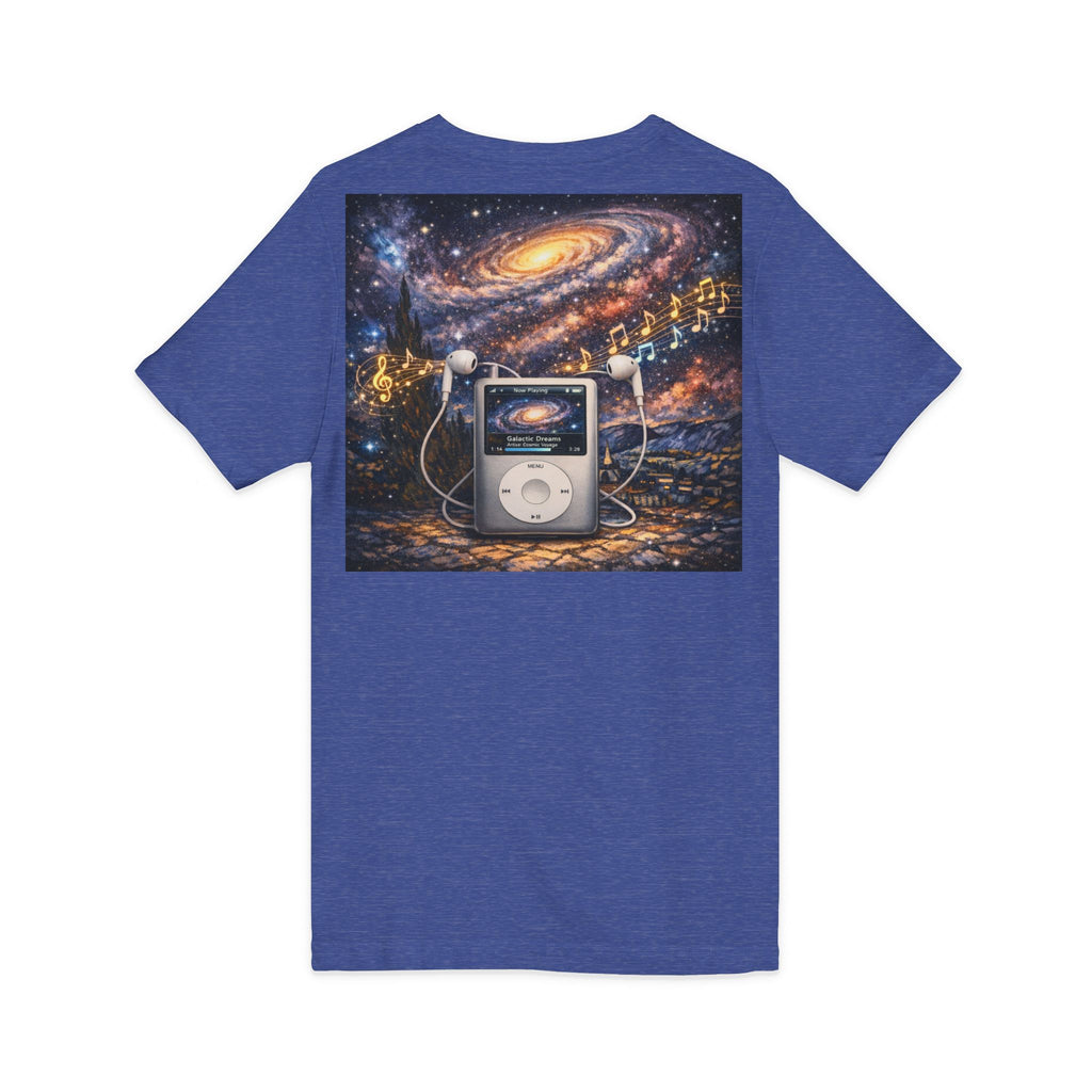 Galaxy iPod Music Tee — Retro Space Music V-Neck T‑Shirt