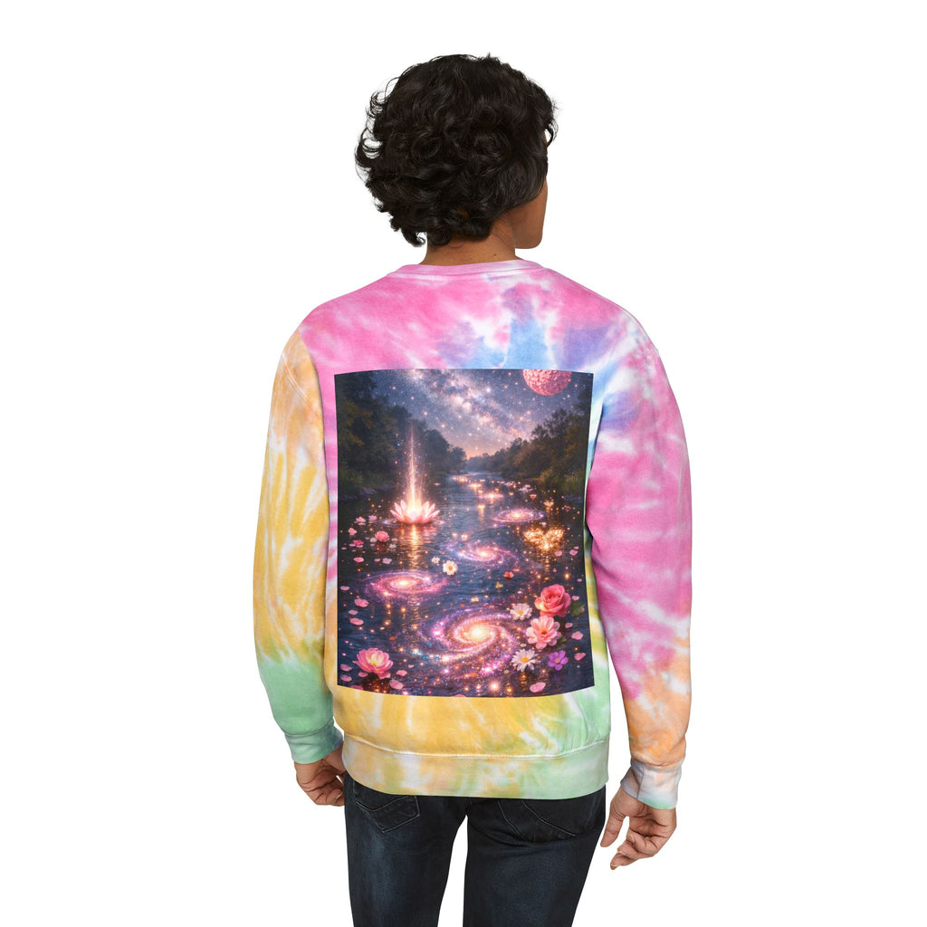 Tie-Dye Sweatshirt — "Dripping in Purpose!" Motivational Blue Tie-Dye Crewneck