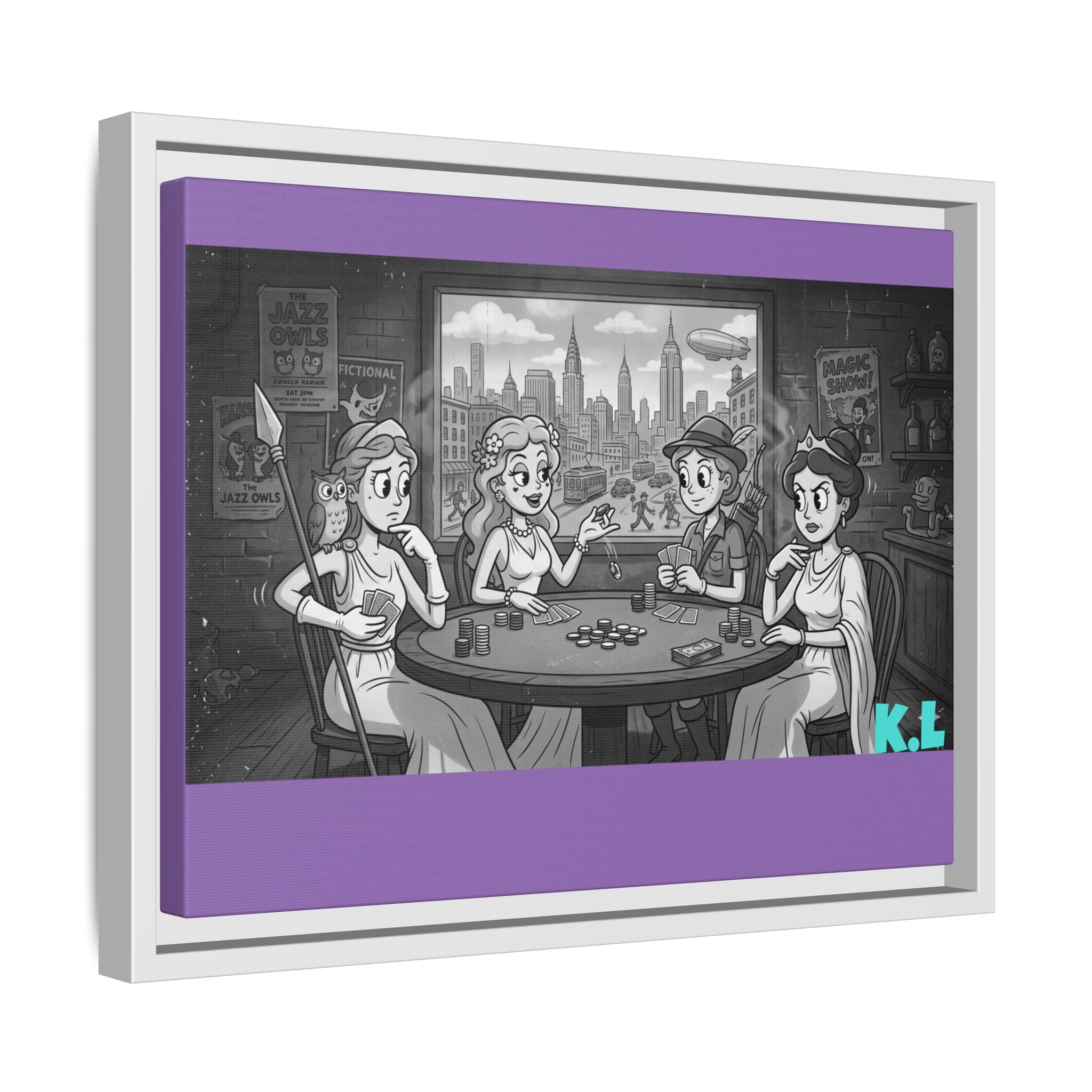 Framed Matte Canvas - Vintage Goddess Poker Night Print