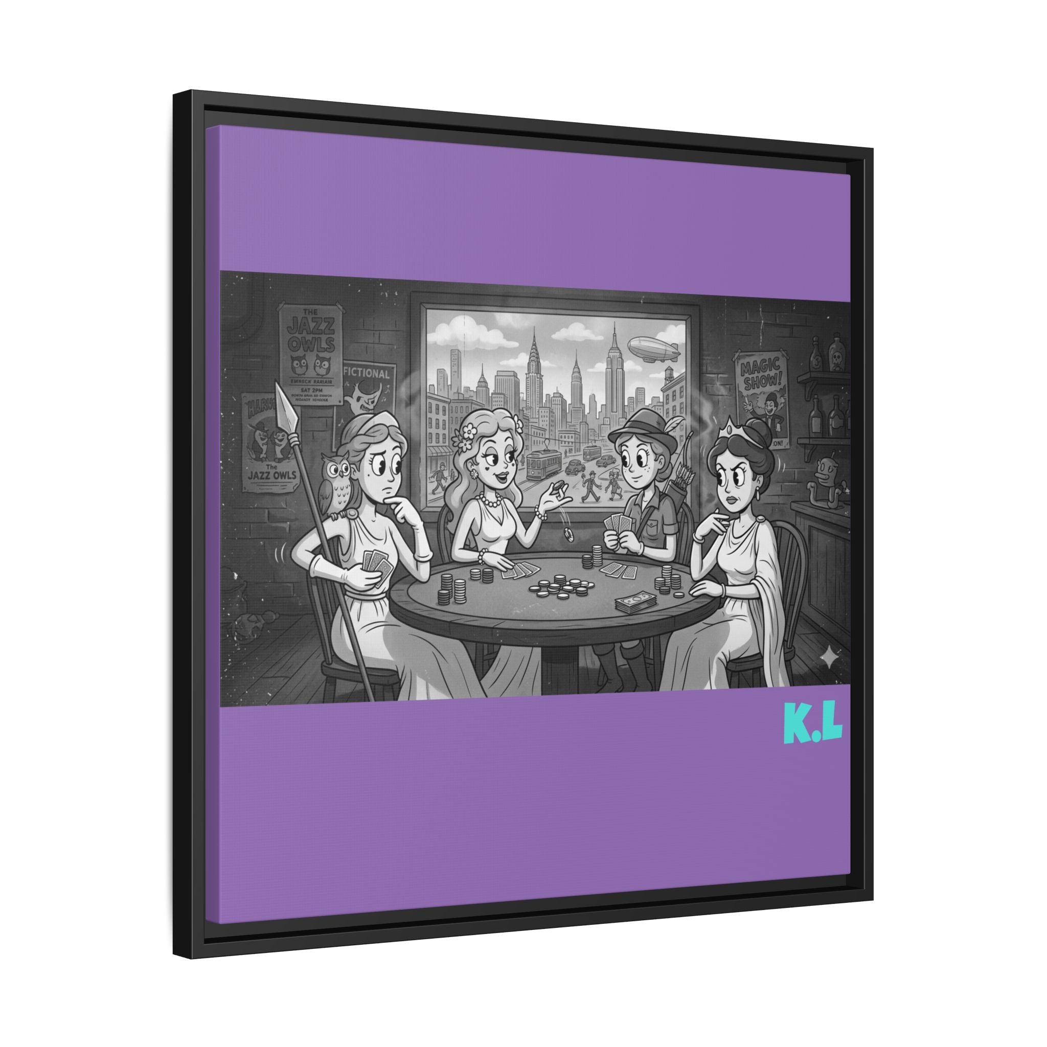 Framed Matte Canvas - Vintage Goddess Poker Night Print
