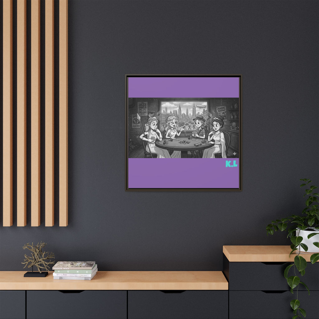 Framed Matte Canvas - Vintage Goddess Poker Night Print