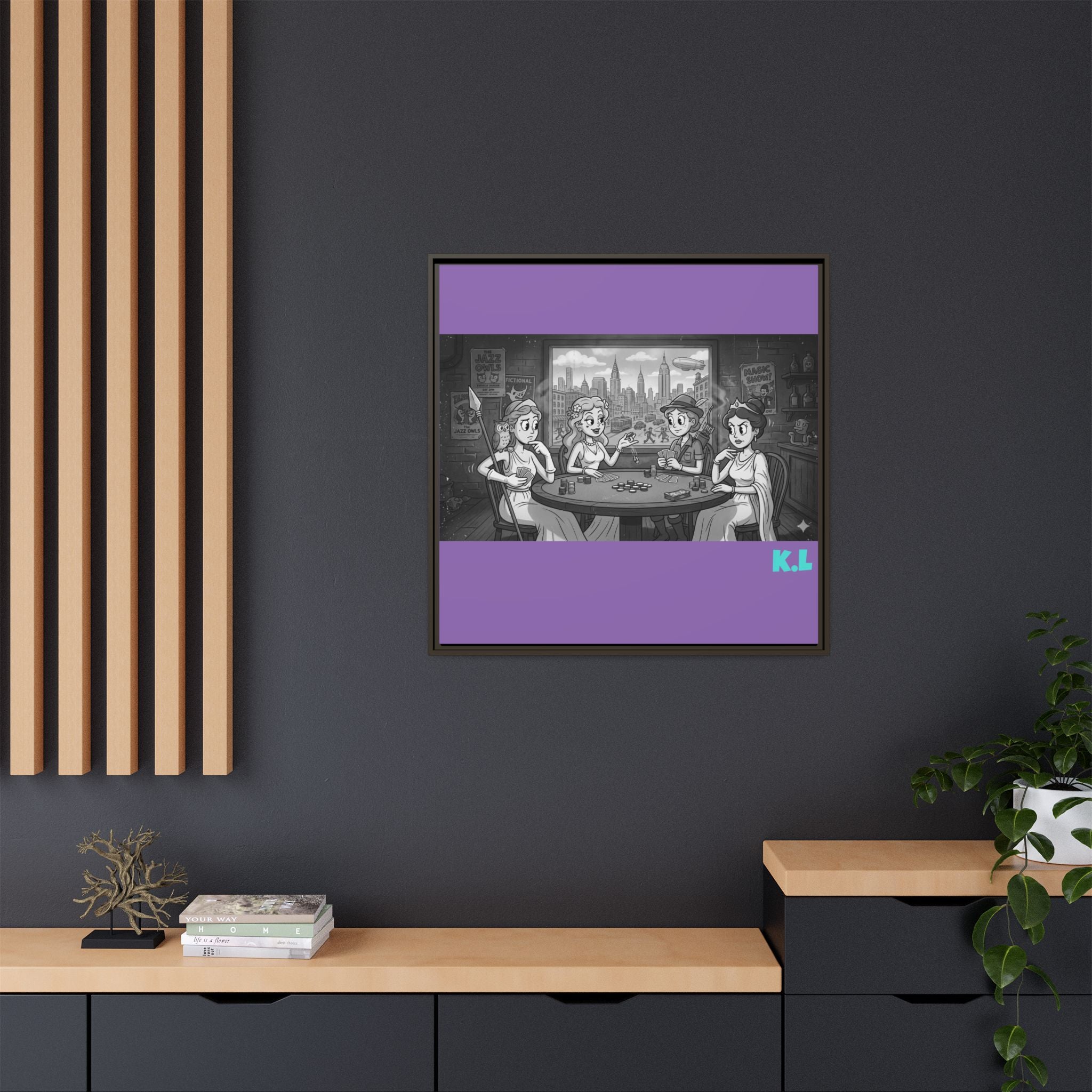 Framed Matte Canvas - Vintage Goddess Poker Night Print