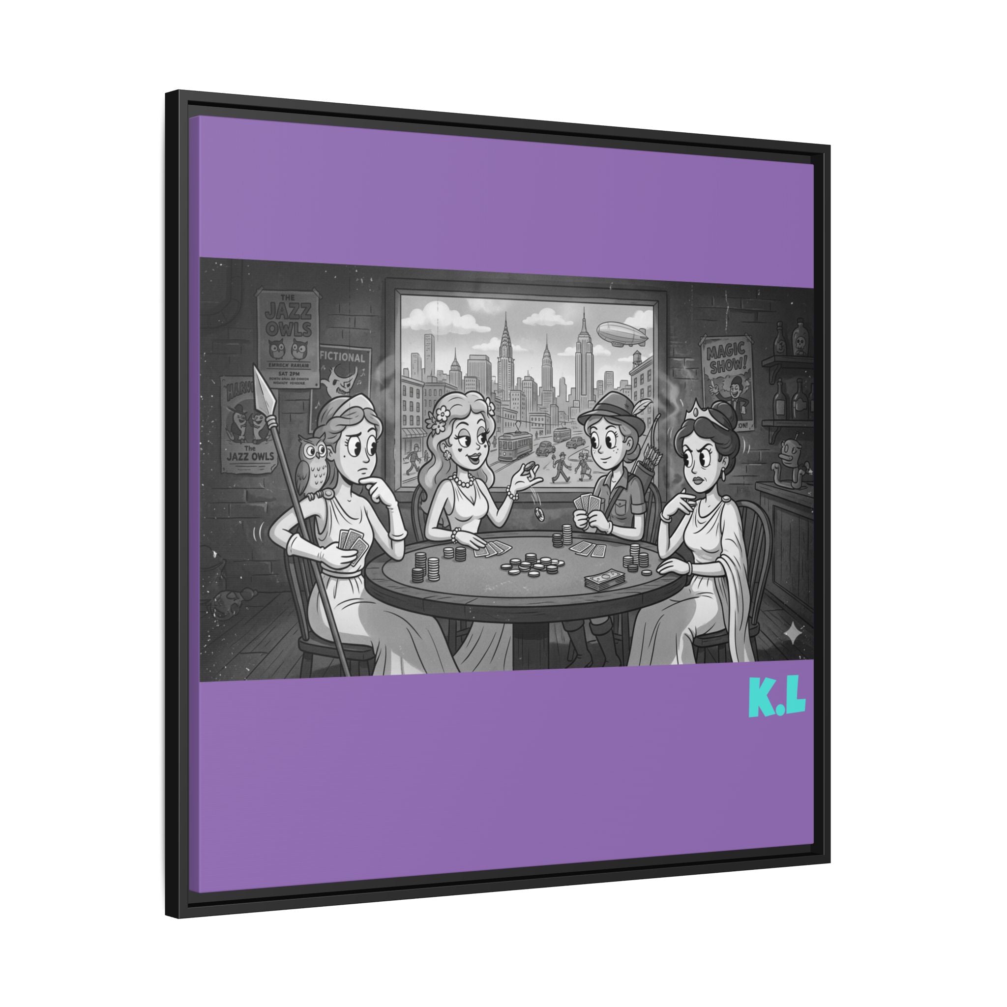 Framed Matte Canvas - Vintage Goddess Poker Night Print