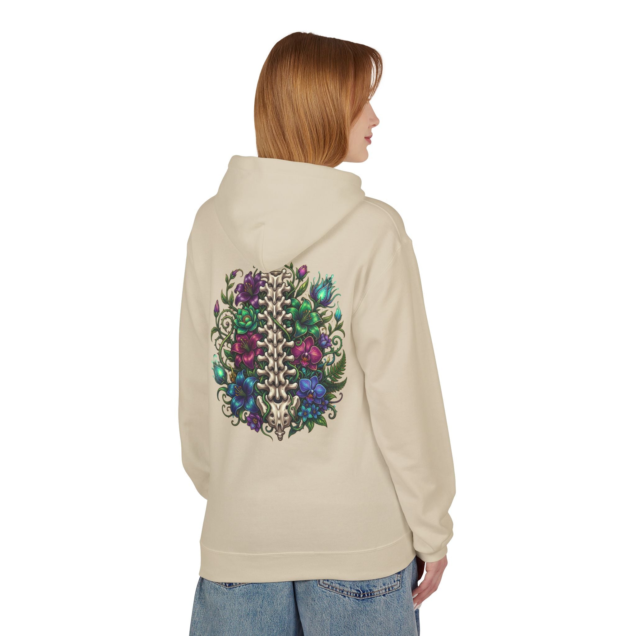 Spine & Blossoms Hoodie — "Soft Heart, Strong Spine!" Graphic Pullover