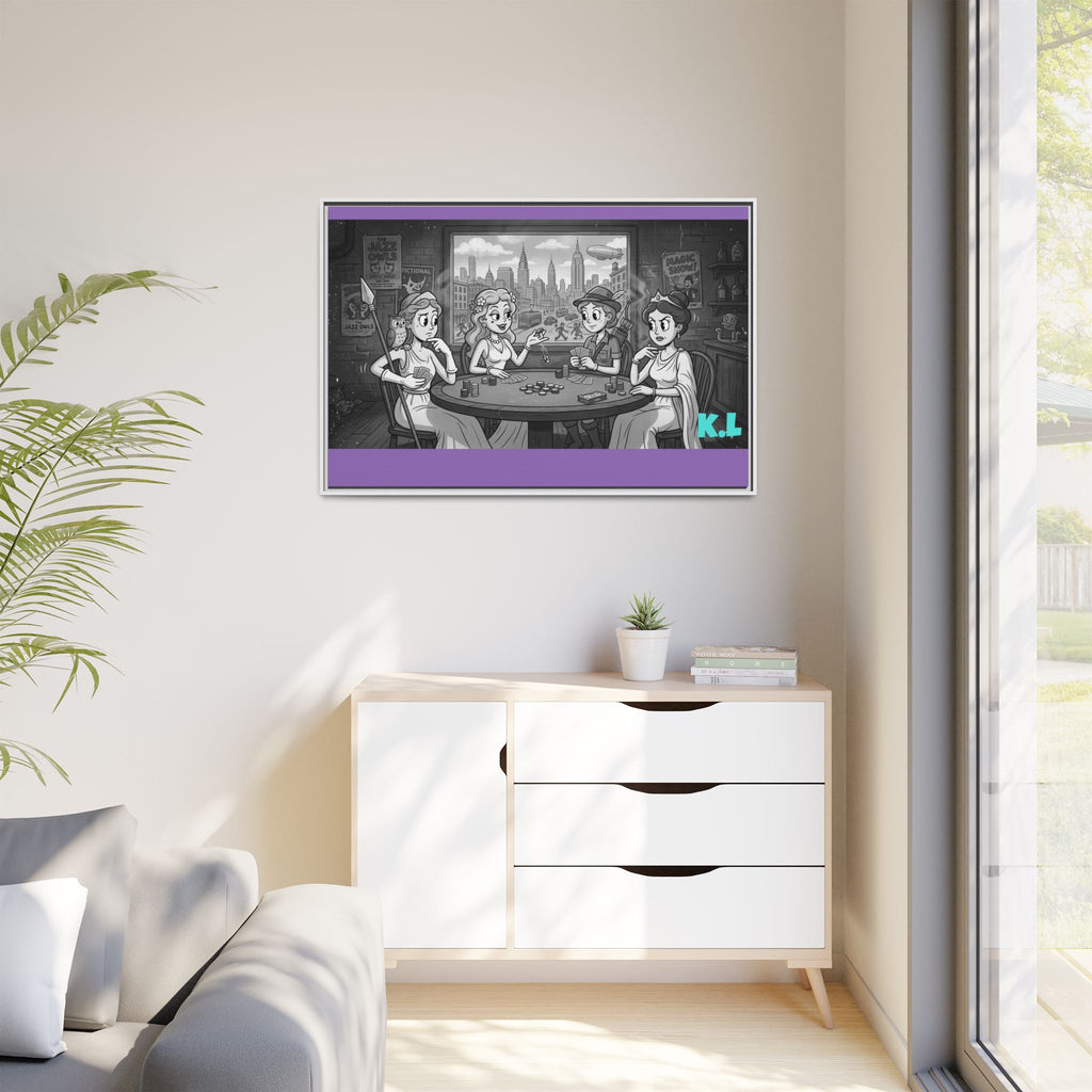 Framed Matte Canvas - Vintage Goddess Poker Night Print