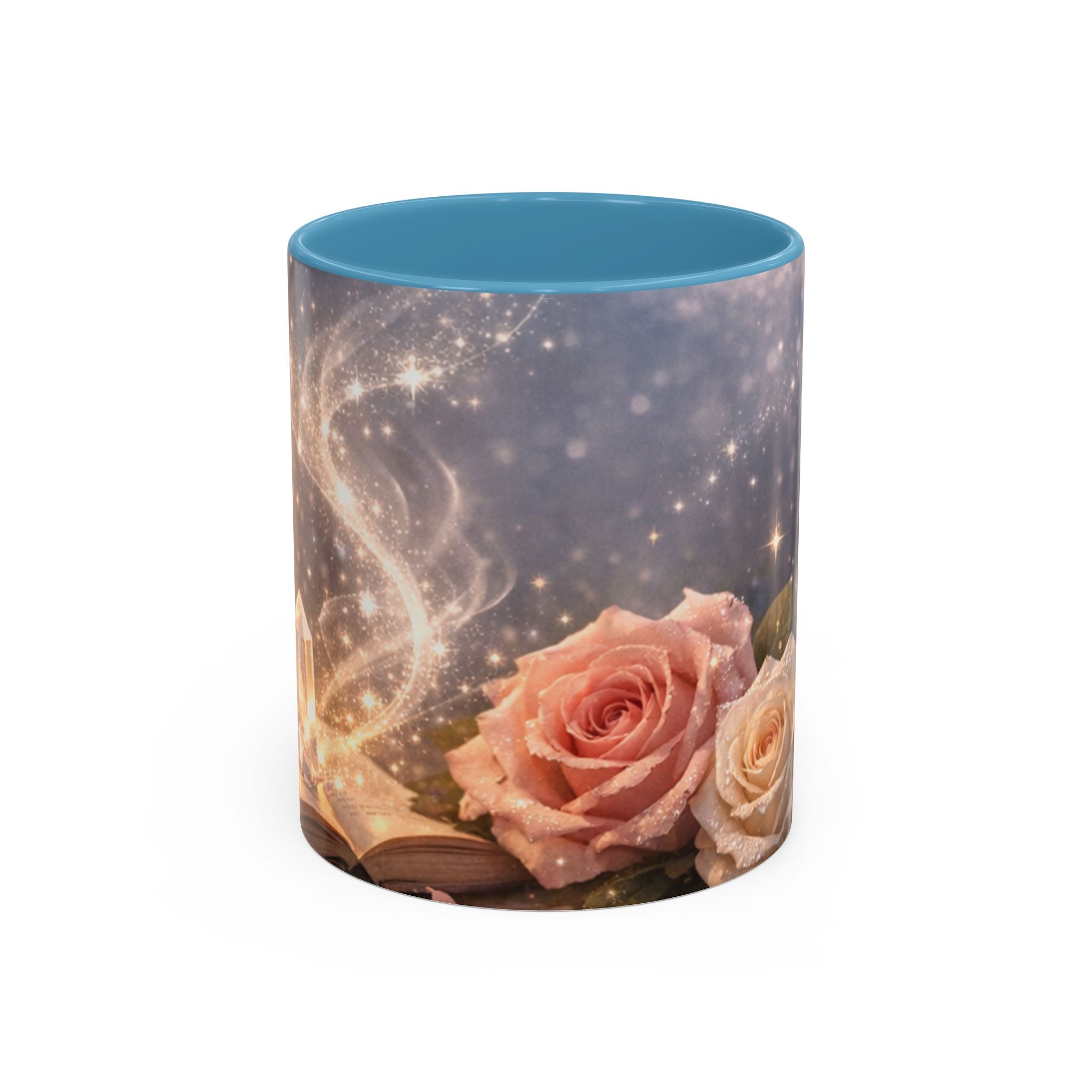 Vintage Rose & Perfume Accent Coffee Mug — Sparkling Floral 11/15oz