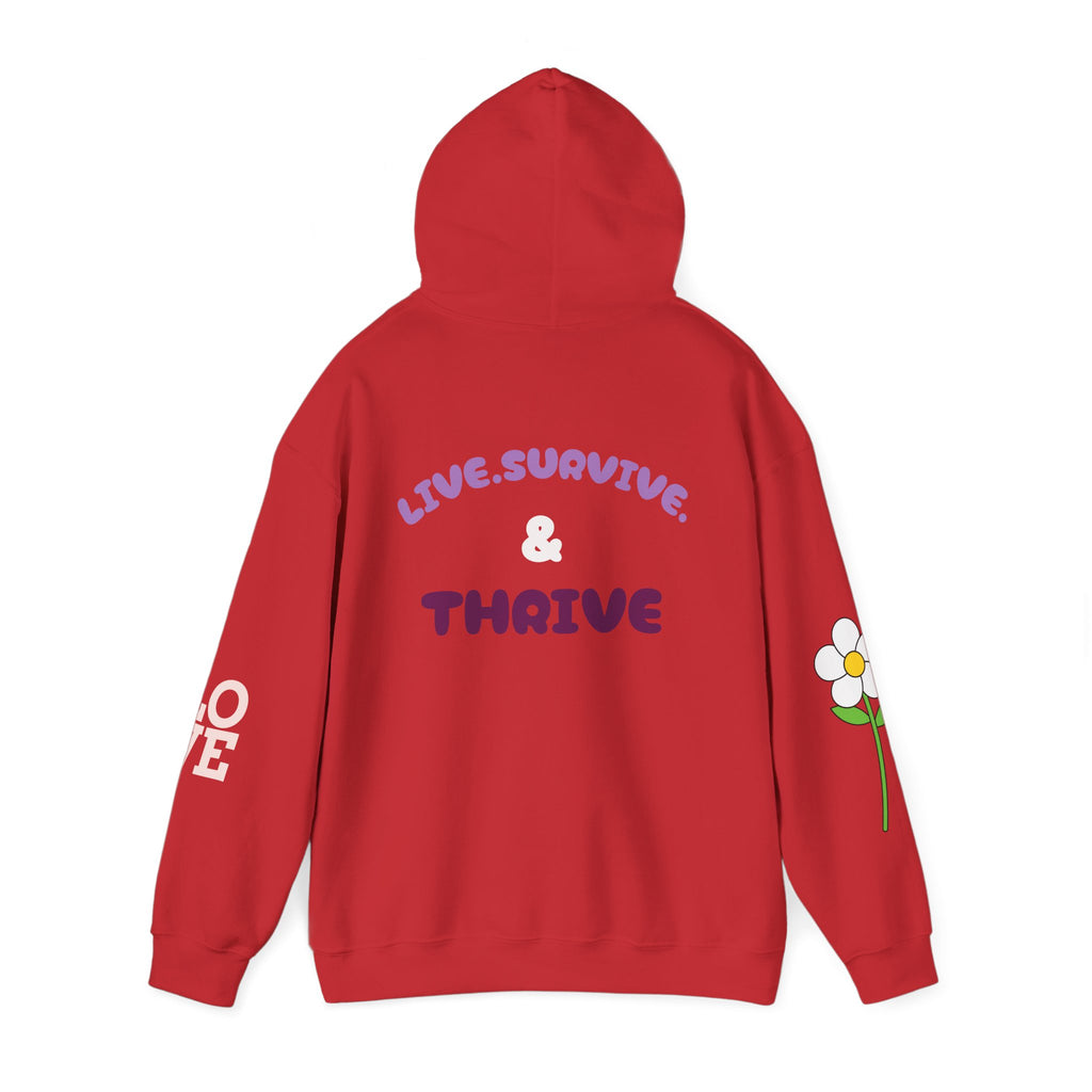 Hoodie — Live, Survive & Thrive Floral Smiley Motivational Hoodie