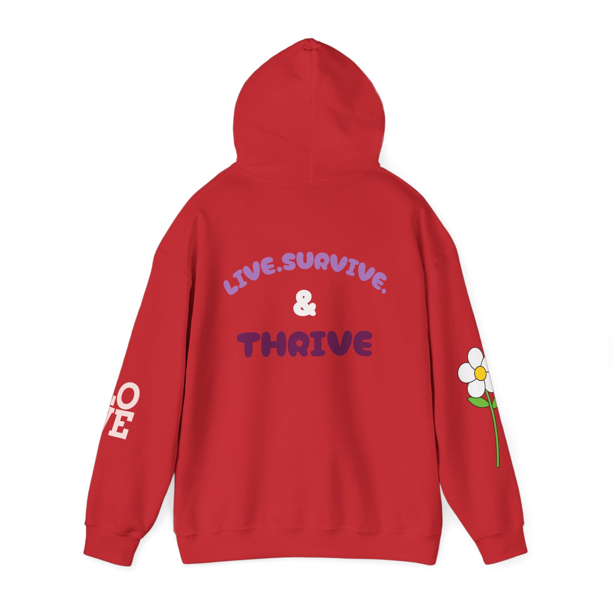 Hoodie — Live, Survive & Thrive Floral Smiley Motivational Hoodie