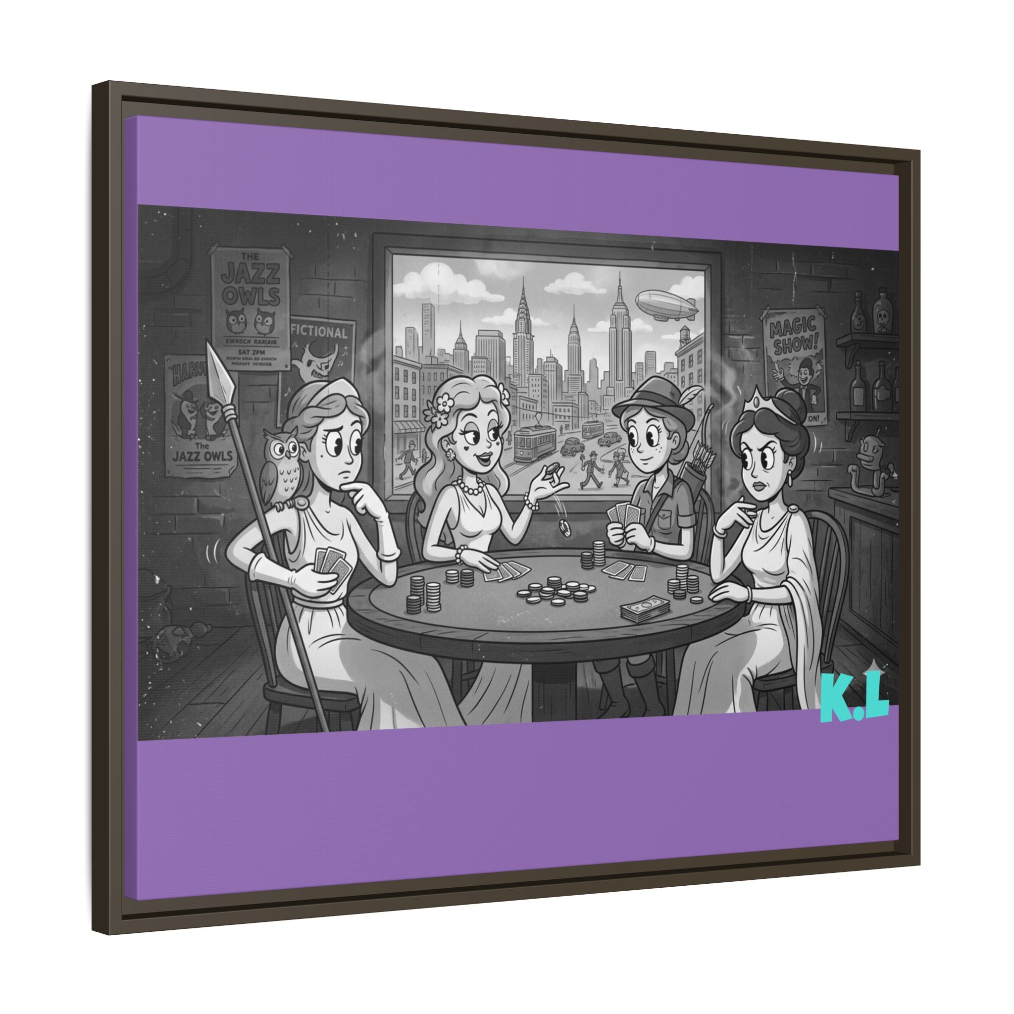 Framed Matte Canvas - Vintage Goddess Poker Night Print