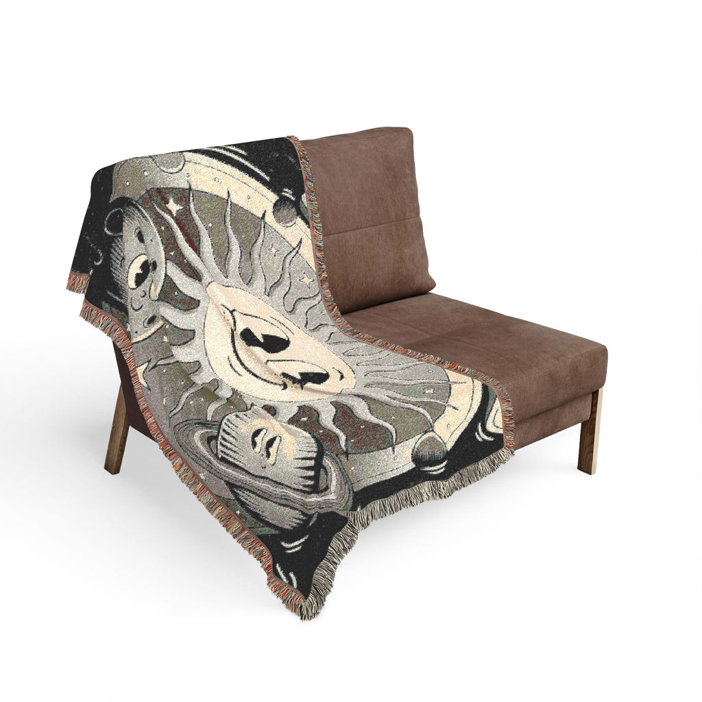 Sun & Planet Woven Blanket — Celestial Cozy Throw