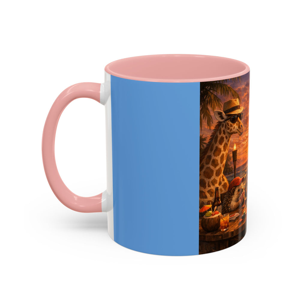 Sunset Poker Nights Animal Coffee Mug — Giraffe & Hedgehog Friends (11/15 oz)