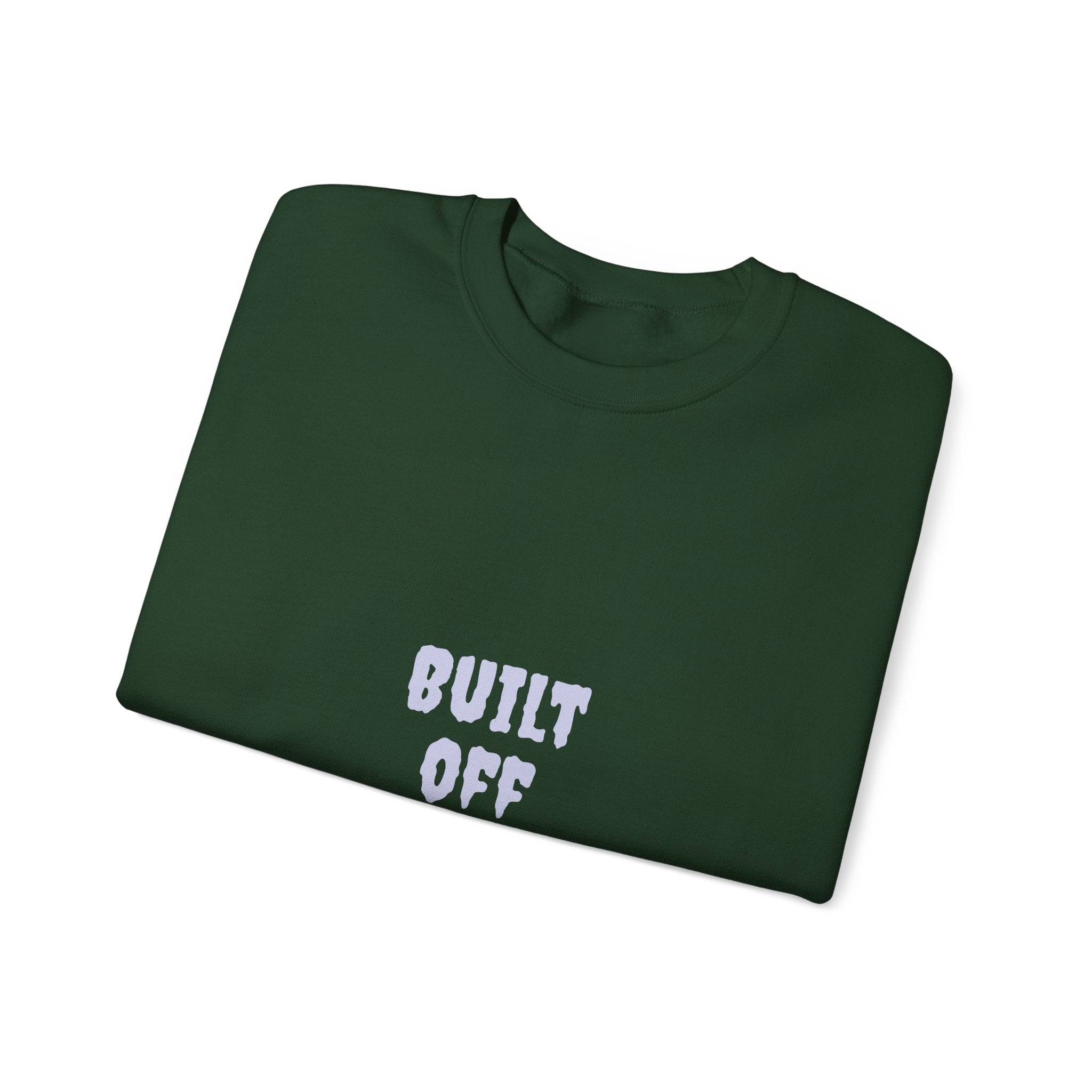 Crewneck Sweatshirt — "Built Off Pressure" Diamond UFO Floral Back Print