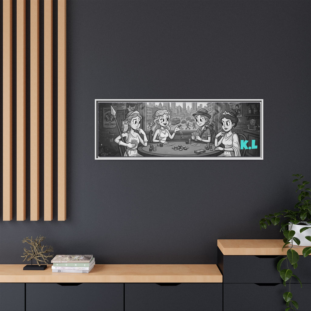 Framed Matte Canvas - Vintage Goddess Poker Night Print