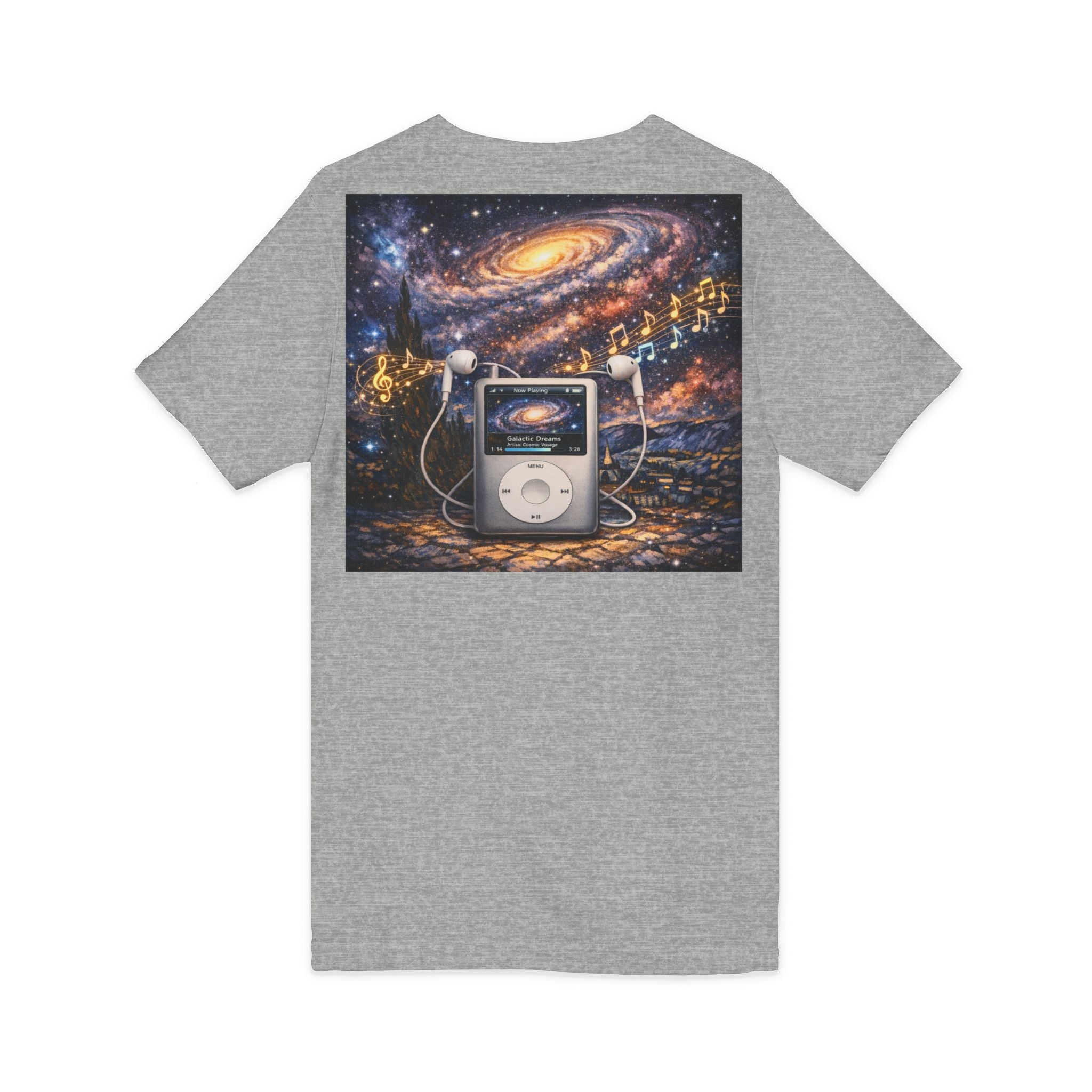 Galaxy iPod Music Tee — Retro Space Music V-Neck T‑Shirt